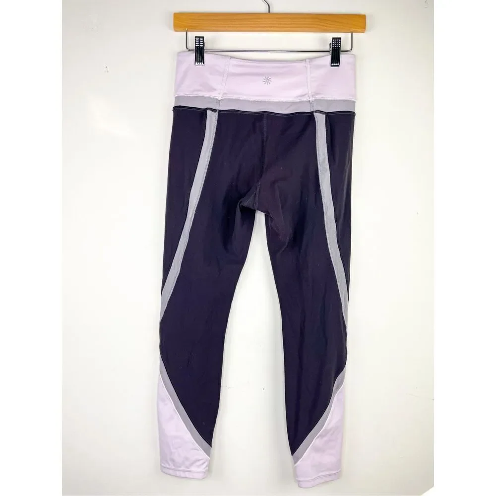 Athleta Powervita Elevation 7/8 Leggings Spring Night Purple Grey‎ Size S - Picture 7 of 13